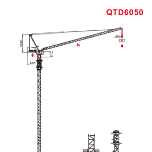 Image Alt Text: SUN QTD6050-25T 25 Ton Luffing Jib Tower Crane for Sale in India